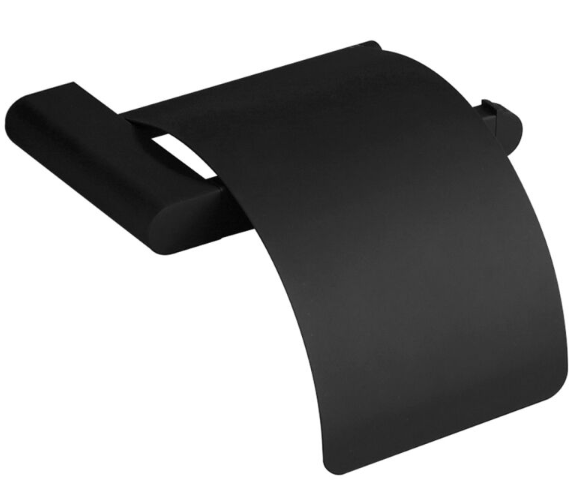 Faneco Wall Mounted Toilet Paper Roll Holder With Cover (HSPH1XBL) - Black